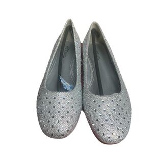 NWT Hotcakes Bling Rhinestone Silver Slip-On Shoes 8